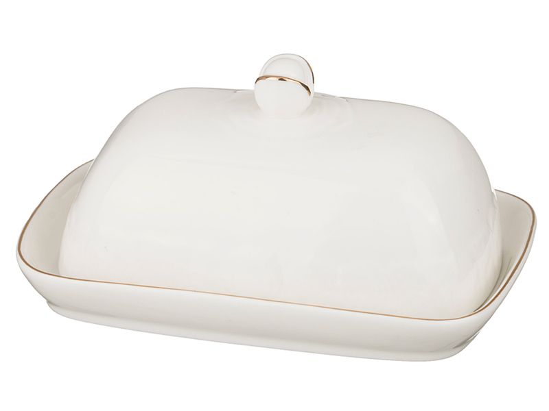 white porcelain butter dish with lid + buy